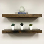 URBANDI, Rustic Floating Shelves, Hidden Bracket, Solid Wood, Heavy Duty - Image 4
