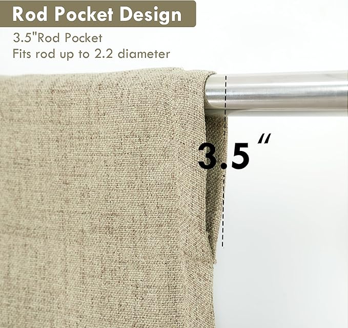 DriftAway Double Layer Linen Blackout Tie Up Curtains Thermal Insulated Fully - Image 5