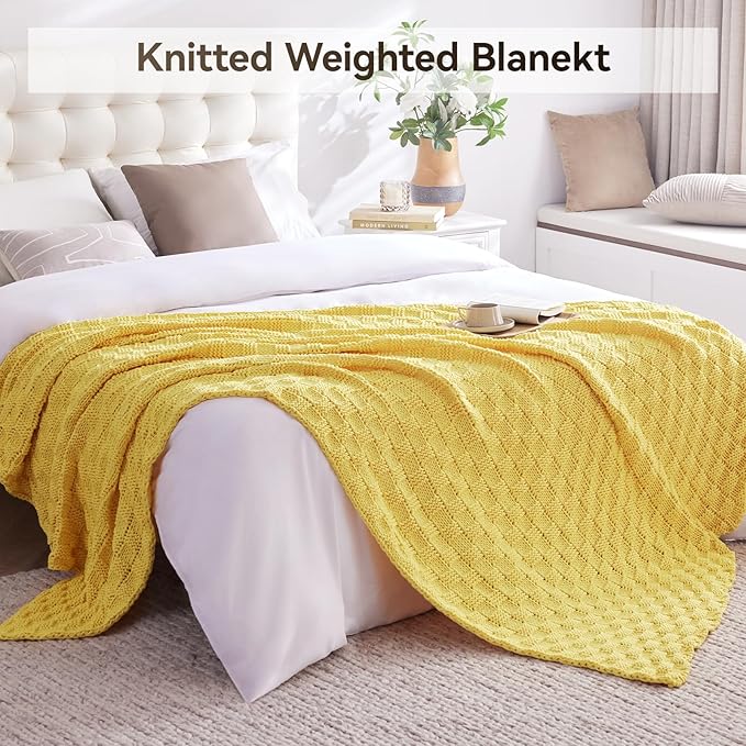 Knitted Weighted Blanket for Adult, No Beads Heavy Blanket 50” x 60'' 10lbs - Image 6
