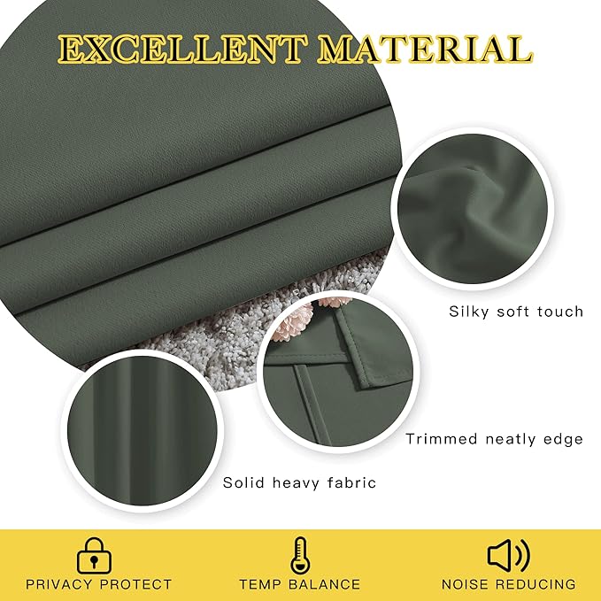 NICETOWN Dark Mallard Room Darkening 102 inch Curtains, Grommet Thermal - Image 4