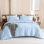 Andency Light Blue Comforter Set Full Size, Boho Soft Warm Tufted Neutral - Image 3