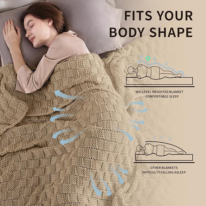 Knitted Weighted Blanket Kids, No Beads Heavy Blanket 40” x 60'' 7lbs, - Image 3