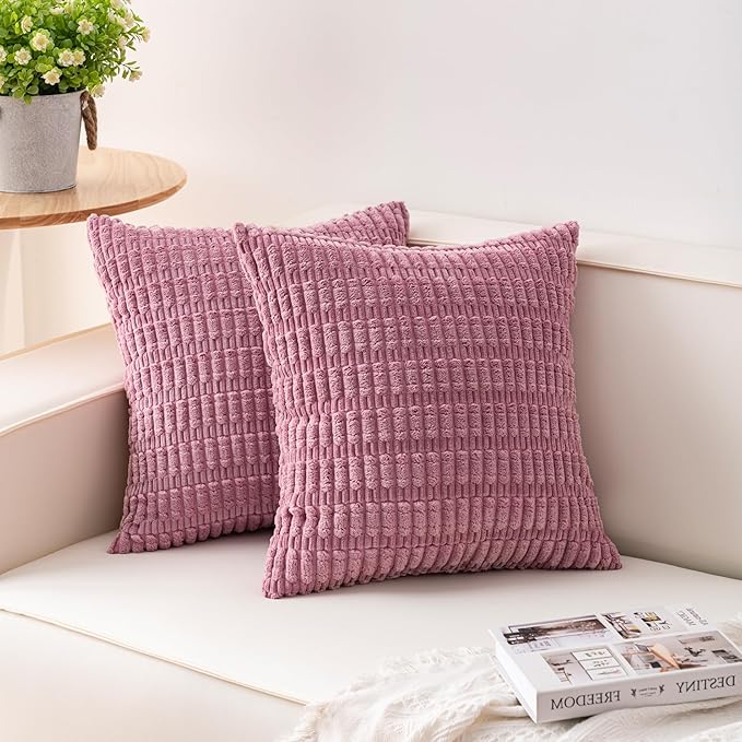 Aegero Pack of 2 Corduroy Decorative Throw Pillow Covers 24x24 Inch Soft by Unknown