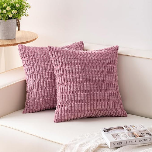 Aegero Pack of 2 Corduroy Decorative Throw Pillow Covers 24x24 Inch Soft by Unknown