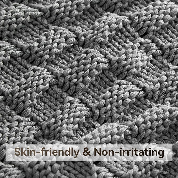 Knitted Weighted Blanket Kids, No Beads Heavy Blanket 40” x 60'' 7lbs, - Image 4