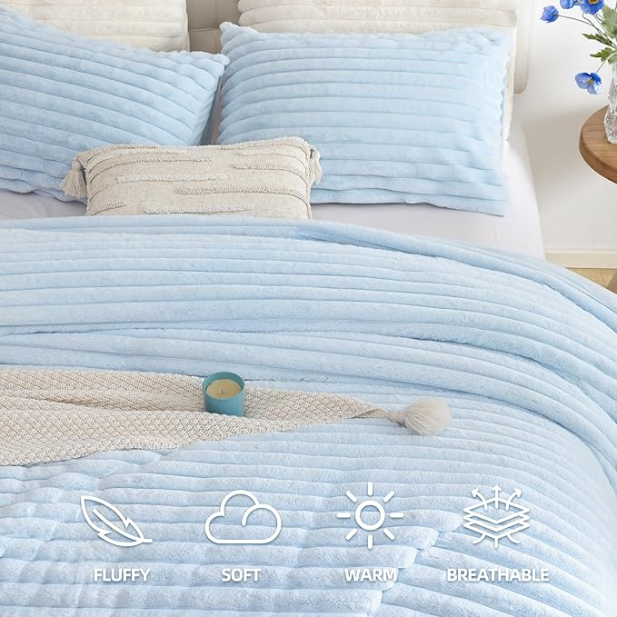 Smoofy Fluffy Full Size Comforter Sets 3 Pieces - Image 2