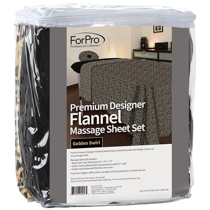 ForPro Premium Designer Flannel 3-Piece Massage Sheet Set - Image 4