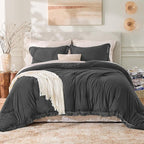 Andency Comforter King Size Bed Set Dark Grey, 3 Pieces Boho Lightweight Winter - Image 2