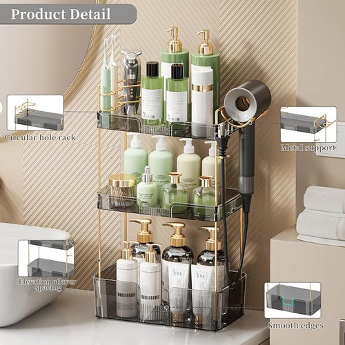 Akinbas 3 Tier Bathroom Organizer Countertop Makeup Perfume Tray Skincare - Image 2