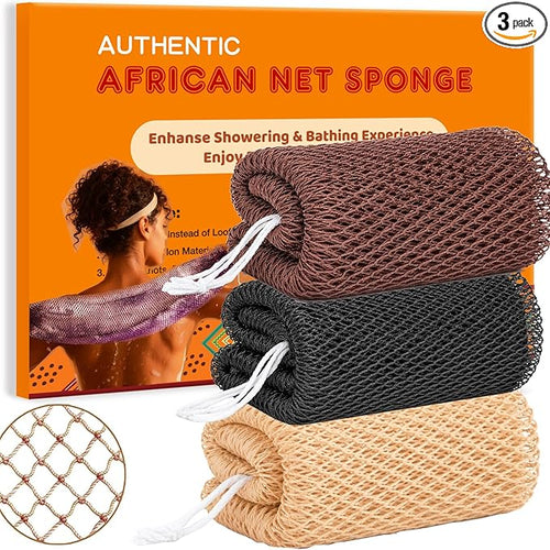 African Net Sponge Authentic, 3 Pieces African Exfoliating Net Sponge Body Back by Unknown