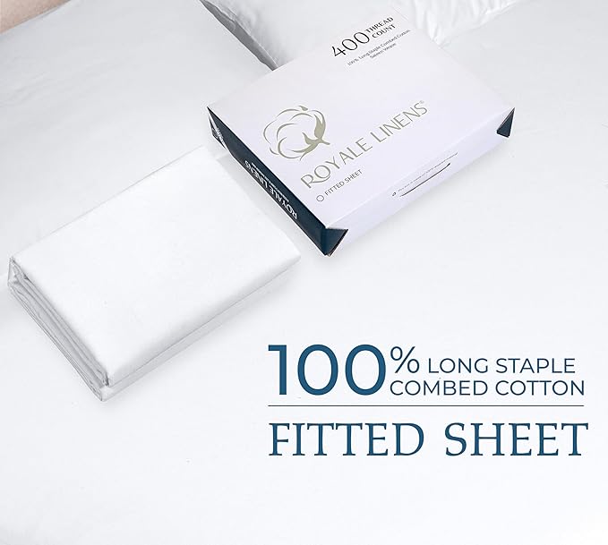 Royale Linens 400 Thread Count 100% American Grown Cotton Fitted Sheet Queen - Image 9