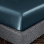 Homiest Deep Sea Blue Satin Fitted Sheet Twin XL Size, Deep Pocket, Luxury & - Image 3