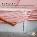 Linen Home 100% Cotton Percale Weave Fitted Sheet, Full Size, English Rose - Image 3