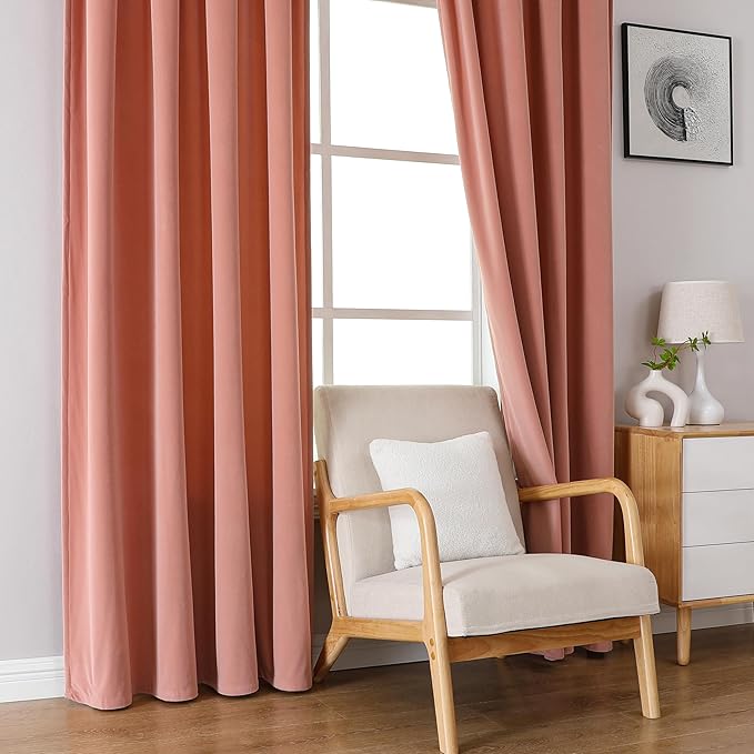 Joydeco Pink Velvet Curtains 96 inch Length 2 Panels, Luxury Blackout Rod - Image 8
