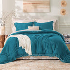 Andency Turquoise Comforter Twin Size, 2 Pieces Boho Teal Tassel Lightweight - Image 2