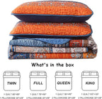 WONGS BEDDING Boho Fall Quilt Full Size, 3 Pieces Orange Blue Bohemian - Image 7