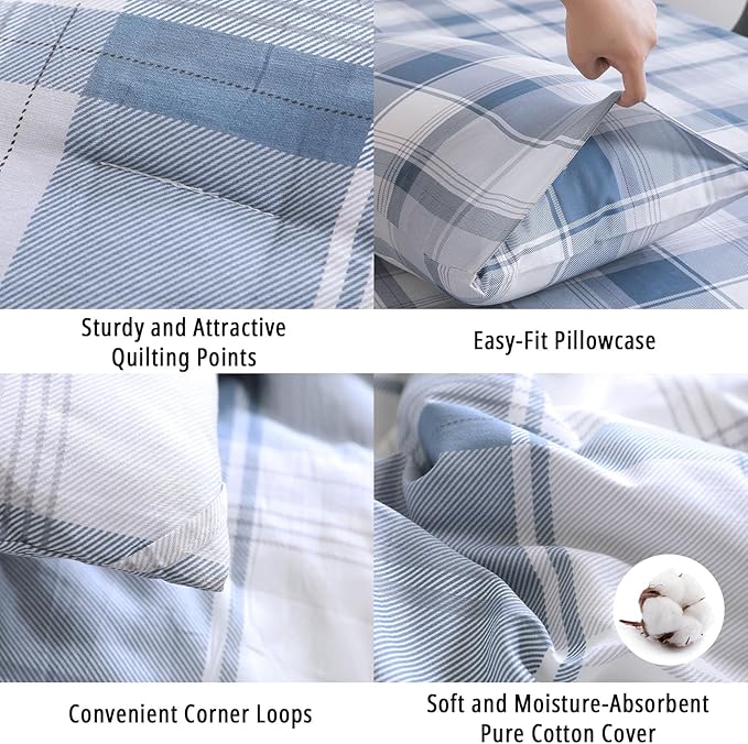 LEMIROE Vintage Cotton Comforter Queen Size 3Pcs - Image 5