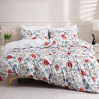 LONAVA Queen Flower 3 Pcs Duvet Cover Set, Breathable Soft Microfiber White - Image 8