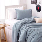 Wake In Cloud - Striped Cotton Duvet Cover Set, 100% Washed Cotton Textured - Image 5