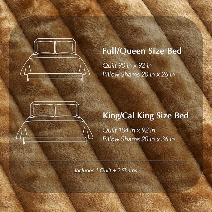 EVERGRACE Velvet Quilt Set King Size, Luxurious Soft Striped Channel Bedding Set - Image 8