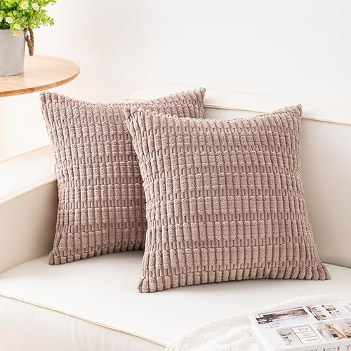 Aegero Pack of 2 Corduroy Decorative Throw Pillow Covers 24x24 Inch Soft by Unknown
