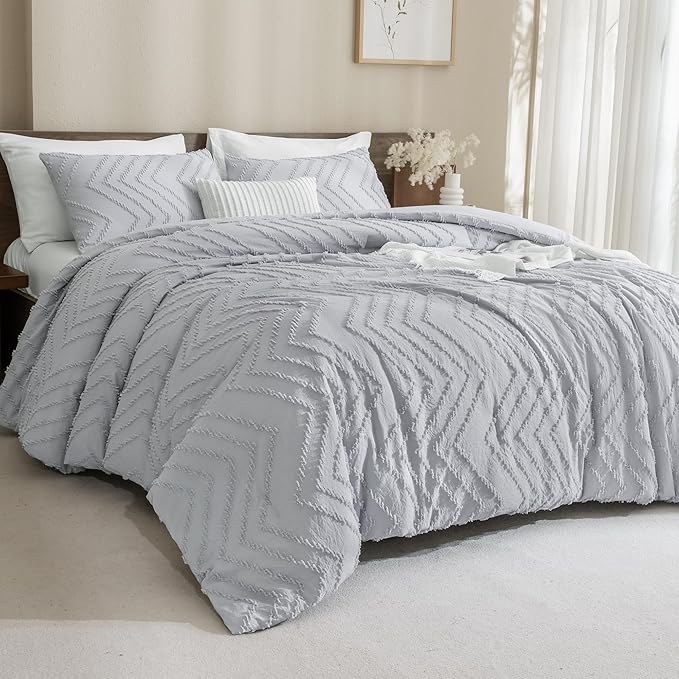 Andency Silver Grey California King Size Comforter, Cal King Boho Grey Soft - Image 2