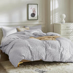 JELLYMONI Light Grey Duvet Cover King Size, Soft Breathable Seersucker Duvet - Image 3