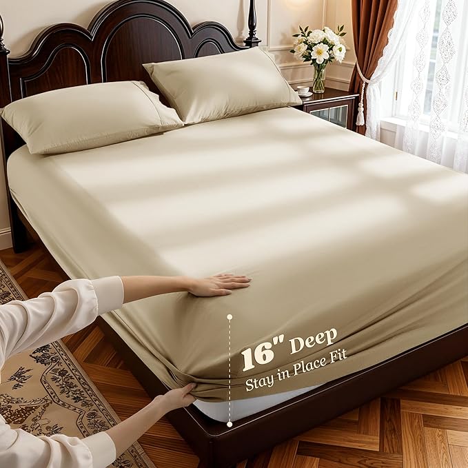 LBRO2M 1000 Thread Count 100% Egyptian Cotton Sheets Set Clifornia King - Image 4