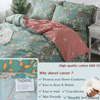 FADFAY Twin XL Duvet Cover Set Button Closure Floral Bedding Set 100% Cotton - Image 6