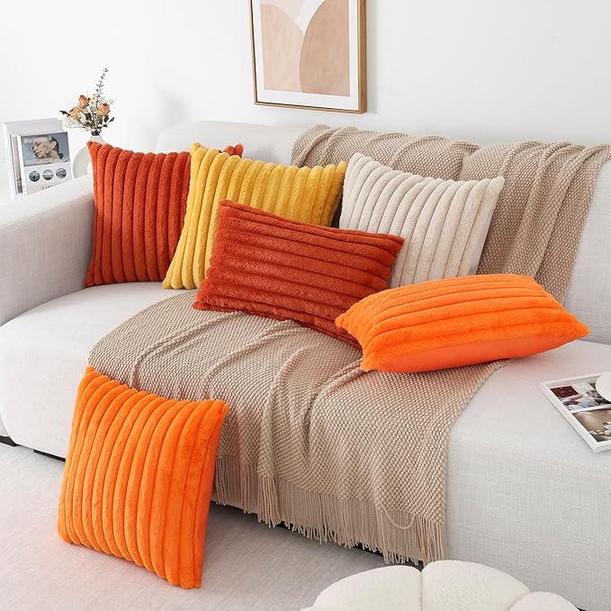 Pallene Faux Fur Plush Fall Throw Pillow Covers 16x16 Set of 2, Luxury Soft - Image 6