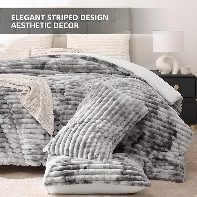 Smoofy Fluffy King Size Comforter Set 3 Pieces - Image 3
