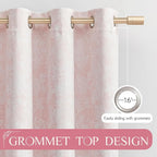 Beauoop Pink Floral Jacquard Blackout Curtains 84 Inches Long - Image 7