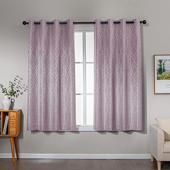 Amazon Basics Jacquard 2-Piece 100% Blackout Curtains, Living Room and Bedroom by AmazonBasics