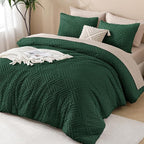 Andency Dark Emerald Green Oversized King Comforter 120"x120", 3 Pieces Super - Image 6