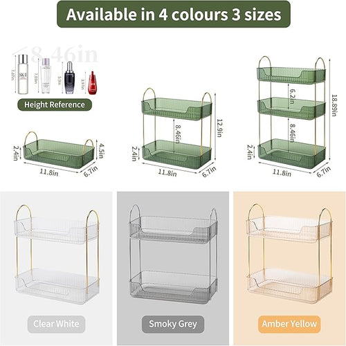 Akinbas 2 Tier Bathroom Organizer Countertop Makeup Perfume Tray Skincare - Image 2