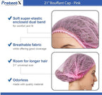 ProtectX 500-Pack Pink Disposable Hair Nets, Elastic Head Cover, Bouffant Caps - Image 4