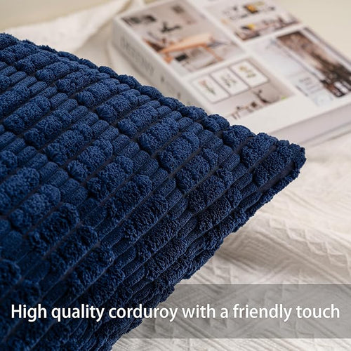 Aegero Pack of 2 Corduroy Decorative Throw Pillow Covers 18x18 InchSoft Boho - Image 2