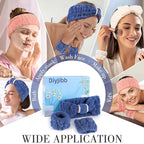 DiyJibb 9 Pcs Spa Headband for Washing Face, Skincare Headband and Wristband Set - Image 4