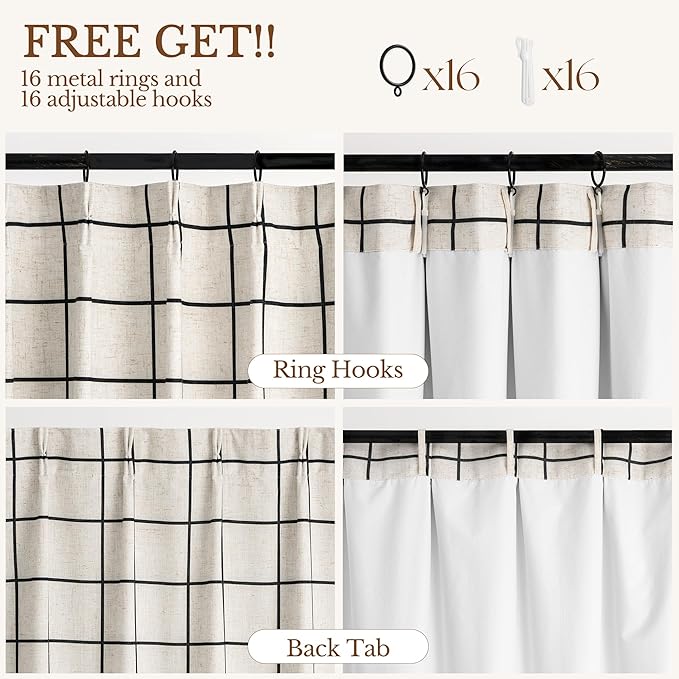 Plaid Pinch Pleated Curtains - Image 6