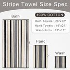VOOVA & MOVAS Quick Dry Soft Absorbent Black Striped Towel Set - Image 2
