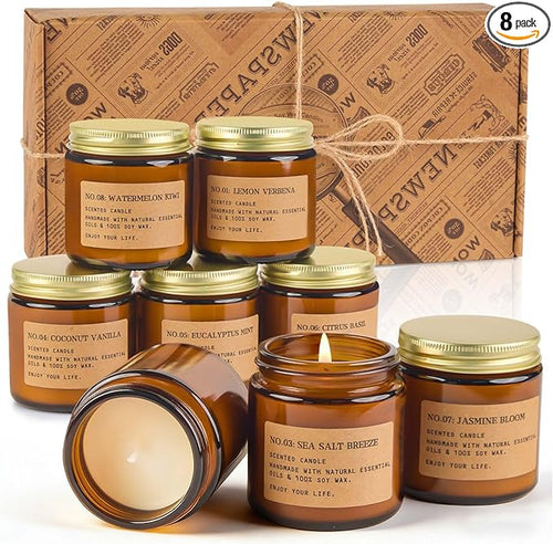 8 Pack Scented Candles for Home, Long Lasting Soy Wax Candle Gift Set, by FEIBAO