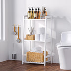 POXAKA 3 Tier Bamboo Bathroom Shelves, Ladder Shelf - Image 2