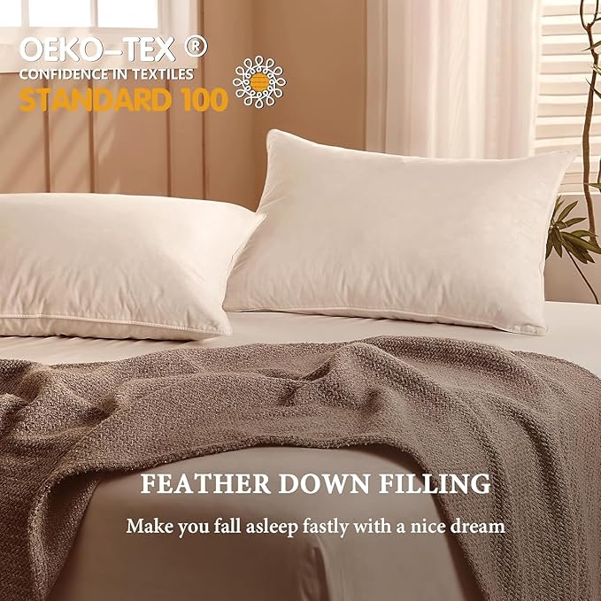 BHZ Down Feather Standard/Queen Pillows Set of 2 Pack, Luxury Hotel Collection - Image 5