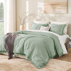 Andency Queen Comforter Set Sage Green, 3 Pieces Boho Tassel Lightweight by Andency