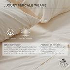 Linen Home 100% Cotton Percale Weave Fitted Sheet Twin Size, Ivory – Crisp - Image 2