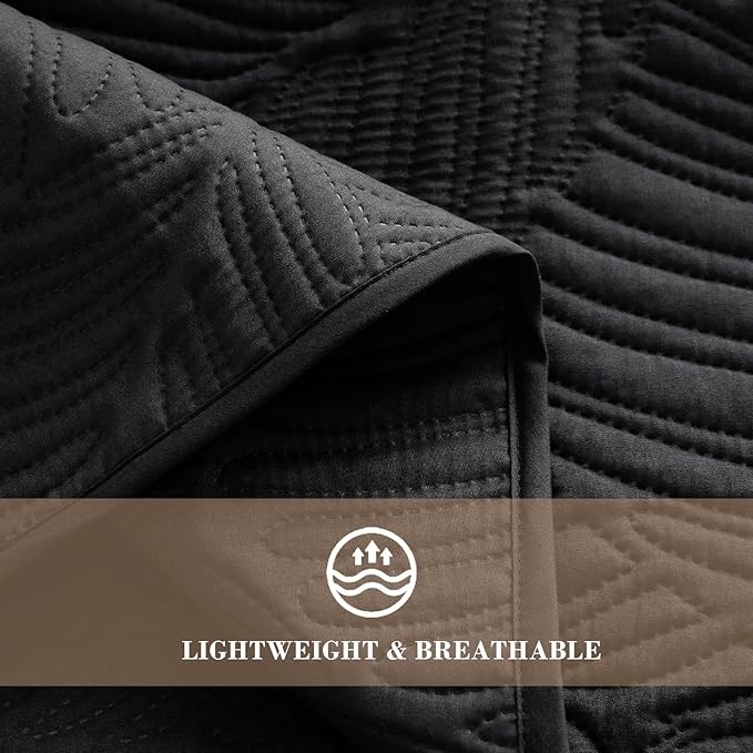 Exclusivo Mezcla California King Quilt Bedding Set, Lightweight Black Quilts - Image 5