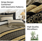 WONGS BEDDING Yellow Black King Comforter Set 7 Pieces, Boho Striped Bed in a - Image 7