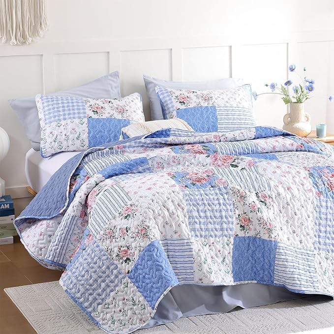 YIKUSH Quilt Sets Twin Size Floral Quilt Set 2 Pieces Bedding Set Bedspreads - Image 5