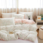BOLINLIVING Pink Floral Duvet Cover Twin Size, Kids Girls Botanical Leaf Spring - Image 5