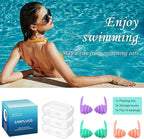 Swimming Ear Plugs for Adults, 3 Pairs Waterproof Reusable Silicone Swim - Image 8